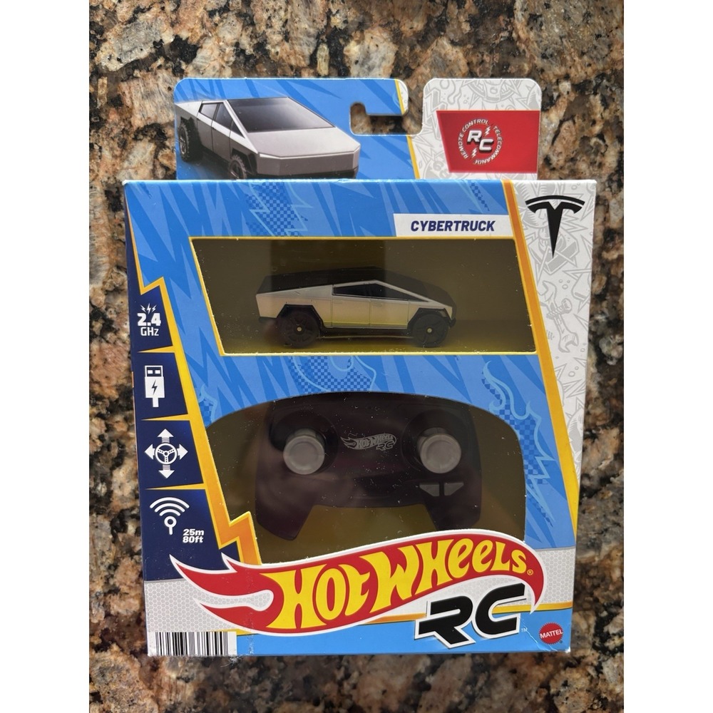 Hot Wheels RC Tesla Cybertruck 1:64 Remote Control Rechargeable On/off Track
